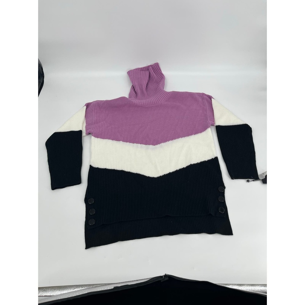 KARL LAGERFELD PURPLE COLORBLOCK SWEATER Style # L1JSS725 Women's M NWT